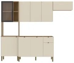 Cozinha Compacta Balcão Sem Tampo Laura Plus Soft/Freijó Z06 - Mpozena