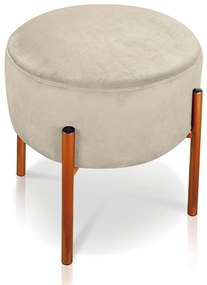 Puff Iron Suede Base Cobre Palito D'Rossi - Bege