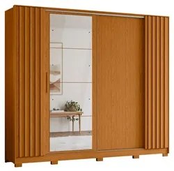 Guarda Roupa Casal 4 Portas 4 Espelhos Jacarandá Flex Cinamomo/Off Whi