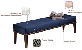 Recamier Decorativo 140cm Martínez Veludo Pés Madeira Azul/Imbúia G62 - Gran Belo