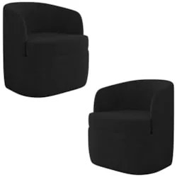 Kit 2 Poltronas Giratória Decorativa para Sala Dandara Z08 Veludo Pret