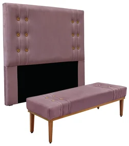 Cabeceira Cama Box King 195cm e Recamier Gênova Veludo S04 - D'Rossi - Uva
