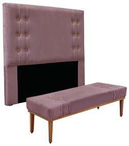 Cabeceira Cama Box King 195cm e Recamier Gênova Veludo S04 - D'Rossi - Uva