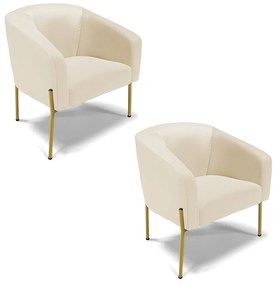Poltrona Decorativa Pé de Ferro Dourado Kit 2 Stella Sintético D03 - D'Rossi - Bege
