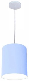 Luminária Pendente Vivare Free Lux Md-4103 Cúpula em Tecido - Azul-Bebê - Canopla branca e fio transparente