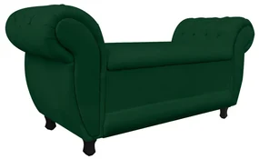 Recamier com Baú Grécia Namoradeira Calçadeira Suede - D'Rossi - Verde