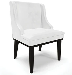 Poltrona Decorativa Base Fixa de Madeira Firenze PU Branco Brilho/Preto G19 - Gran Belo
