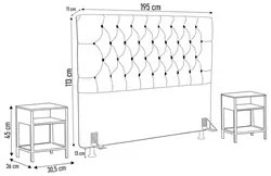 Cabeceira Casal King 195cm Cristal Bouclê Telha e 2 Mesas Laterais Pla