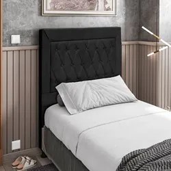 Cabeceira Cama Box Solteiro 90cm Turmalina Veludo J02 Preto - Mpozenat