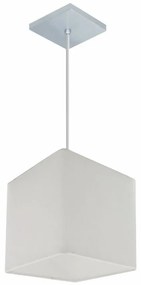 Lustre Pendente Quadrado Md-4223 Cúpula em Tecido 15/13x13cm Branco - Bivolt