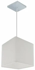 Lustre Pendente Quadrado Md-4223 Cúpula em Tecido 15/13x13cm Branco - Bivolt