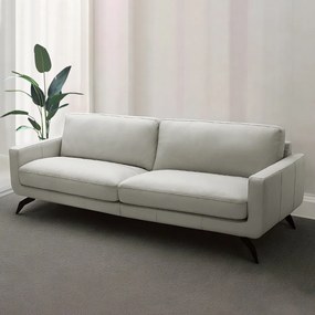 Sofá Decorativo Thalia 3 Lugares Sala de estar 210cm Pés em Aço Couro Off White G88 - Gran Belo