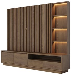 Estante de TV 82 Polegadas 240cm com LED Leme Amêndoa C04 - D'Rossi