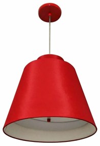 Lustre Pendente Cone Md-4139 Cúpula em Tecido 30/40x25cm Bordo C/ Chapeuzinho - Bivolt
