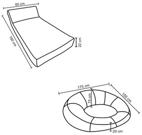 Conjunto Chaise e Puff Inflável Área Externa Akira com Capa de Olefin Cinza G56 - Gran Belo