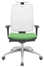 Cadeira Office Brizza Tela Branca Com Encosto Assento Poliéster Verde Musgo Autocompensador 126cm - 63271 Sun House