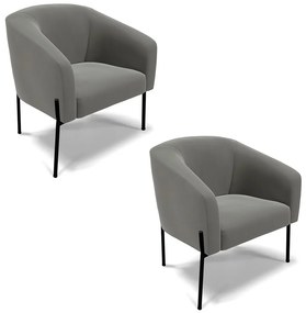 Poltrona Decorativa Pé de Ferro Preto Kit 2 Stella Suede D03 - D'Rossi - Grafite