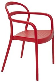 Cadeira Tramontina Sissi com Encosto Vazado em Polipropileno e Fibra de Vidro Vermelho com Braços