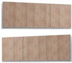 Kit 2 Armários Aéreos 150cm 3 Portas Argélia Branco/Castanho - Lumil