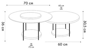 Mesa de Centro Para Sala Pés Metálicos Kit 2 Mia Cinamomo H01 - D'Rossi