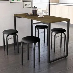 Conjunto Mesa de Cozinha Prattica Industrial 120cm com 4 Banquetas F02