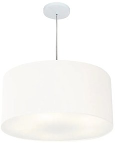 Lustre Pendente Cilíndrico Md-4219 Cúpula em Tecido 55x25cm Branco - Bivolt
