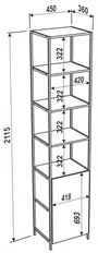 Estante Livreiro Steel Quadra 27806 1 Porta Vermont Base Preta - Artes