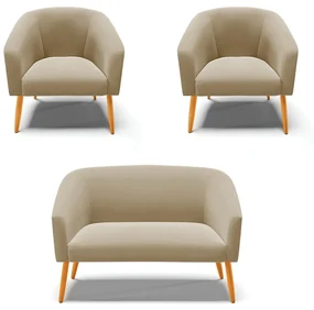 Namoradeira e 2 Poltronas PĂ© Palito Castanho Stella Suede D03 - D'Rossi - Marrom Rato