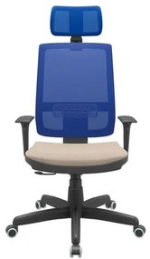 Cadeira Office Brizza Tela Azul Com Encosto Assento Poliester Fendi RelaxPlax Base Standard 126cm - 63652 Sun House