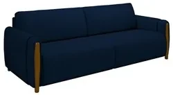 Sofá 3 Lugares 223cm Pés Madeira Amaranto M22 Veludo Azul Marinho - Mp