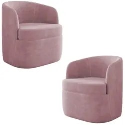 Kit 2 Poltronas Giratória Decorativa para Sala Dandara Z08 Veludo Rosê