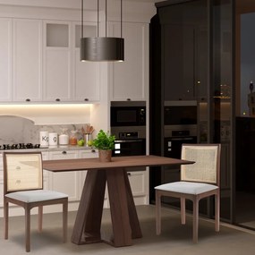 Conjunto Mesa Shell com Tampo Amadeirado 160x90 cm e 6 Cadeiras Steve Amêndoa G55 - Gran Belo