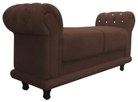 Recamier Barcelona Namoradeira Calçadeira Suede Marrom com strass D'Rossi
