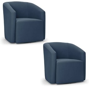 Poltrona Decorativa Base Giratória Kit 2 Stella Max Suede D03 - D'Rossi - Azul Marinho