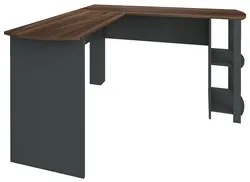 Mesa Escrivaninha em L 135x135cm Malu A06 Ipê/Grafito - Mpozenato