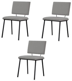Kit 3 Cadeiras Decorativas Sala de Jantar Fennel Linho Cinza G17 - Gran Belo