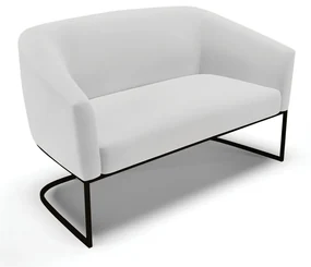 Sofá Namoradeira 2 Lugares Base Industrial Preto Stella Veludo Cinza D03 - D'Rossi