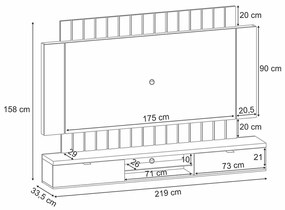 Painel Home Suspenso 2.2 para TV até 70" Sala de Estar Illusion Off White/Cinamomo G26 - HB Móveis