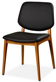 Cadeira Talita Estofada Facto cor Preto com Estrutura em Madeira cor Mel - 74248 Sun House