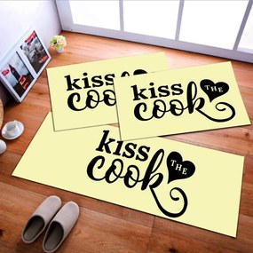 Tapete de Cozinha, Kiss Cook - 40x60cm - Kit de Tapete de Cozinha, 3 Peças