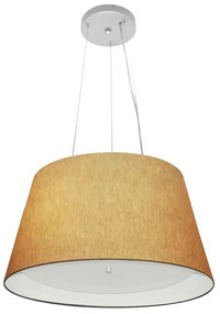 Lustre Pendente Cone Md-4119 Cúpula em Tecido 21/40x30cm Palha / Branco - Bivolt