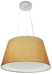 Lustre Pendente Cone Md-4119 Cúpula em Tecido 21/40x30cm Palha / Branco - Bivolt