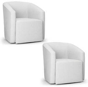 Poltrona Decorativa Base Giratória Kit 2 Stella Max Linho Cinza D03 - D'Rossi