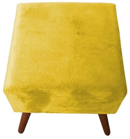 Puff Decorativo Quadrado Malu com Pés Palito Suede Amarelo