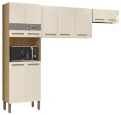 Armário de Cozinha Compacta 251cm Louis Plus Freijó/Soft Z06 - Mpozena