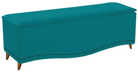 Calçadeira Estofada Yasmim 90 cm Solteiro Suede Azul Turquesa - ADJ Decor