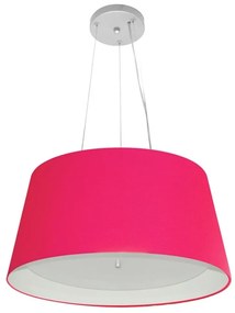 Lustre Pendente Cone Md-4144 Cúpula em Tecido 25x50x40cm Rosa Pink / Branco - Bivolt