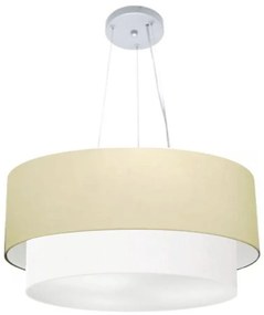 Lustre Pendente Duplo Cilíndrico Vivare Md-4371 Cúpula Tecido 80x70cm - Bivolt