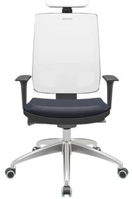 Cadeira Office Brizza Tela Branca Com Encosto Assento Facto Dunas Azul Marinho Autocompensador 126cm - 63263 Sun House