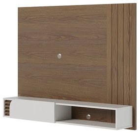 Painel TV 55 Pol 136Cm Bancada Suspensa Ripado Hanno Amendoa/Off White Matte C04 - D'Rossi